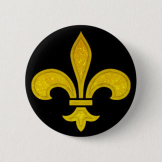 Fleur De Lis Cut Glass 2 Inch Round Button