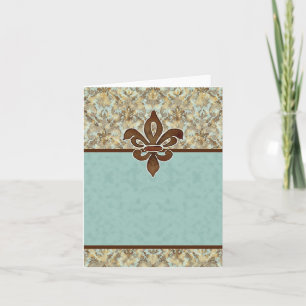 Fleur de Lis Damask - Blank Note Card