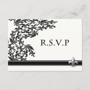 Fleur de Lis Damask Modèle de mariage RSVP carte
