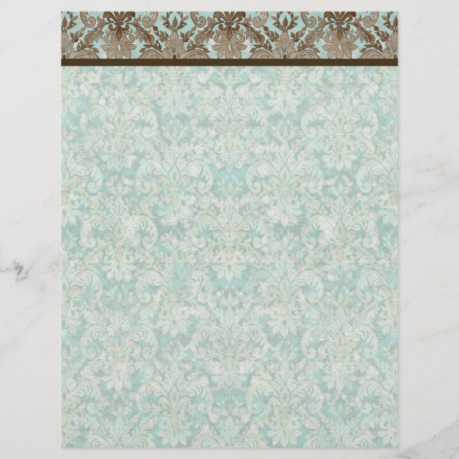Fleur de Lis Damask - Papier à lettres vierges cor (Devant)