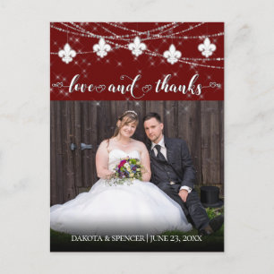 Fleur de Lis Dark Red Lights   Thank You Photo Postcard