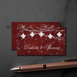 Fleur de Lis Dark Red Lights   Wishing Well Poem Enclosure Card