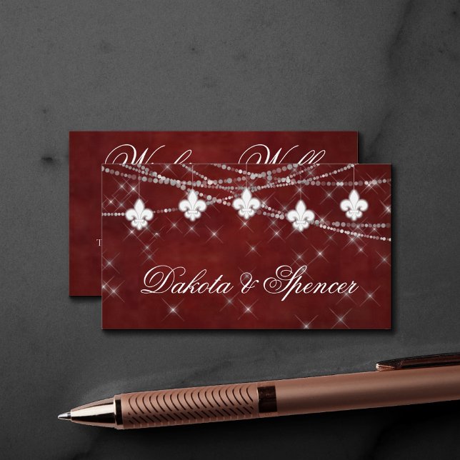 Fleur de Lis Dark Red Lights | Wishing Well Poem Enclosure Card (Creator Uploaded)