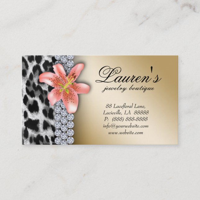 Fleur de lis de carte de visite de léopard de (Devant)