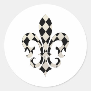 Fleur de Lis, DIY background+text Classic Round Sticker