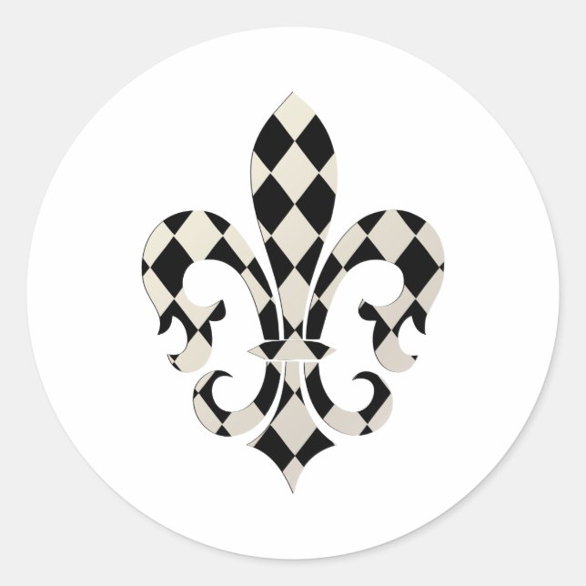 Fleur de Lis, DIY background+text Classic Round Sticker (Front)