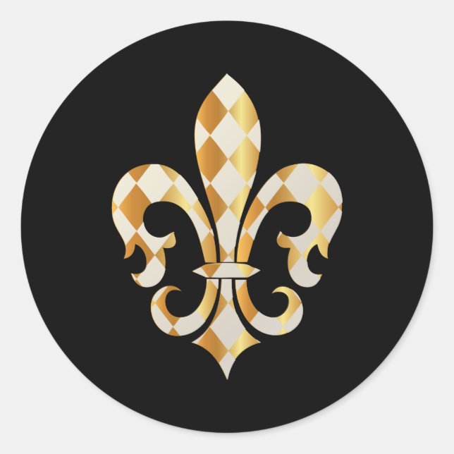 Fleur de Lis, DIY background+text Classic Round Sticker (Front)