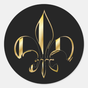 Fleur de Lis, DIY background+text Classic Round Sticker