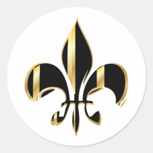 Fleur de Lis, DIY background+text Classic Round Sticker