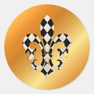 Fleur de Lis, DIY background+text Classic Round Sticker
