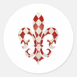Fleur de Lis, DIY background+text Classic Round Sticker