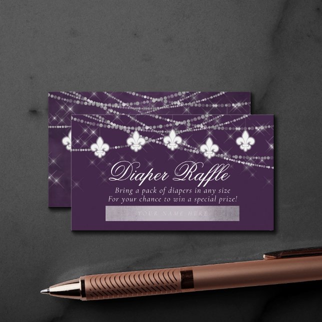 Fleur de Lis Eggplant Lights | Moody Diaper Raffle Enclosure Card (Creator Uploaded)