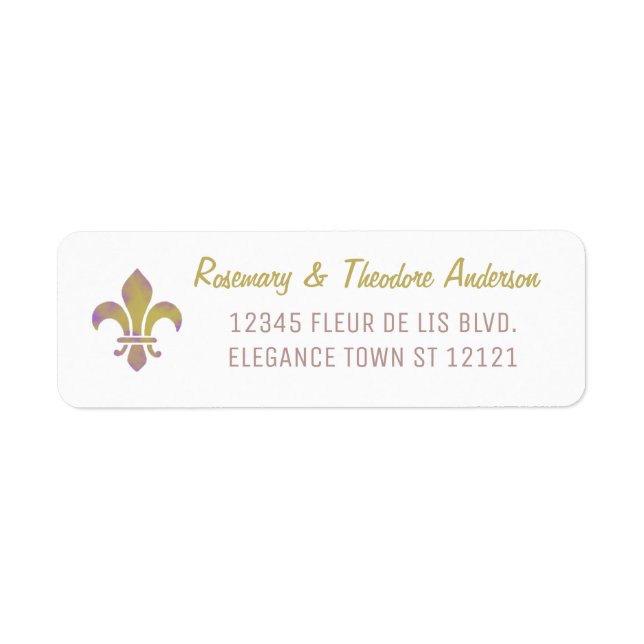 Fleur de Lis Elégante Adresse de retour Gold (Devant)