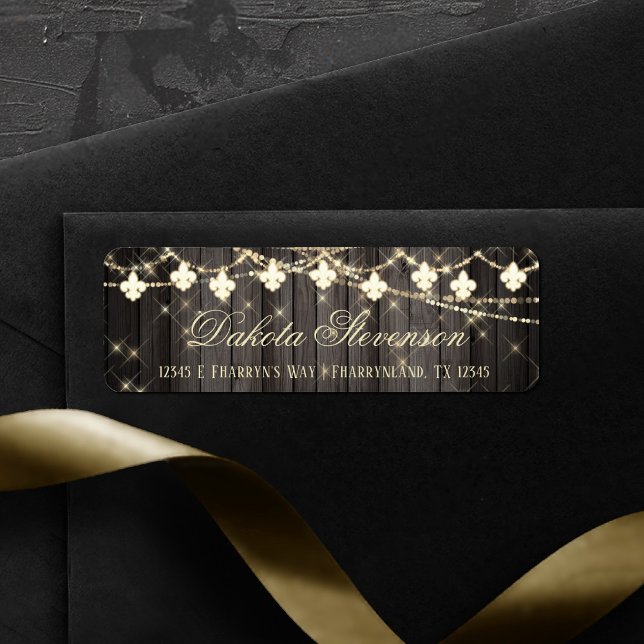 Fleur de Lis en Bois Rustique | Adresse de la part (Créateur téléchargé)