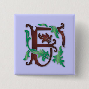 Fleur-de-lis F Monogram 2 Inch Square Button