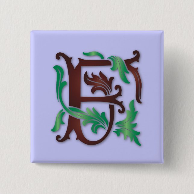 Fleur-de-lis F Monogram 2 Inch Square Button (Front)