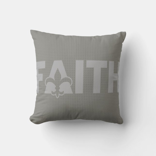 Fleur de lis Faith Throw Pillow (Front)