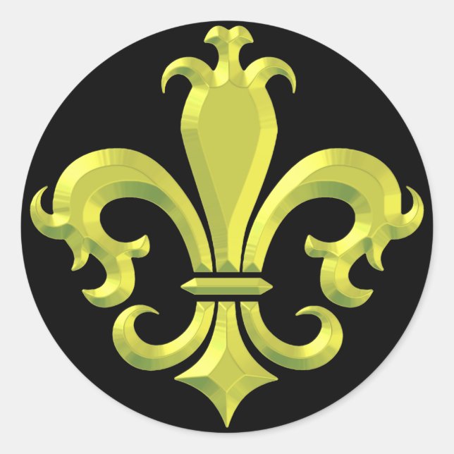 Fleur De LIs Fancy Gold New Orleans Classic Round Sticker (Front)