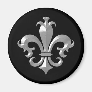 Fleur De LIs Fancy Silver Bevel Saints Classic Magnet