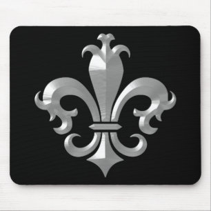 Fleur De LIs Fancy Silver Bevel Saints Classic Mouse Pad