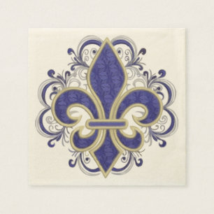 Fleur de Lis Fine Vintage Floral Napkin