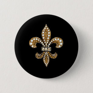 Fleur De Lis Flor  New Orleans Customize Gold 2 Inch Round Button