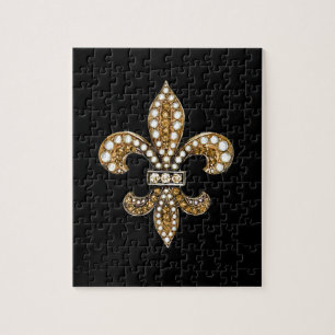 Fleur De Lis Flor  New Orleans Customize Gold Jigsaw Puzzle
