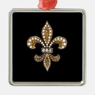 Fleur De Lis Flor New Orleans Customize Gold Metal Ornament