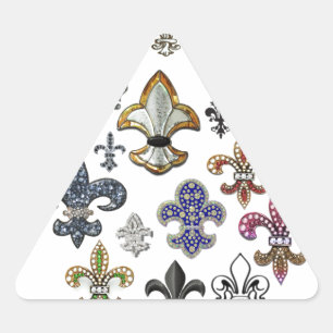 Fleur De Lis Flor  New Orleans Jewel Sparkle Triangle Sticker