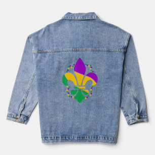 Fleur De Lis Glitter Effect Mardi Gras 2 Denim Jacket