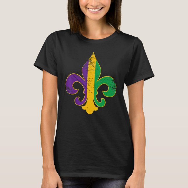 Fleur De Lis Glitter Effect Mardi Gras 4 T-Shirt (Front)
