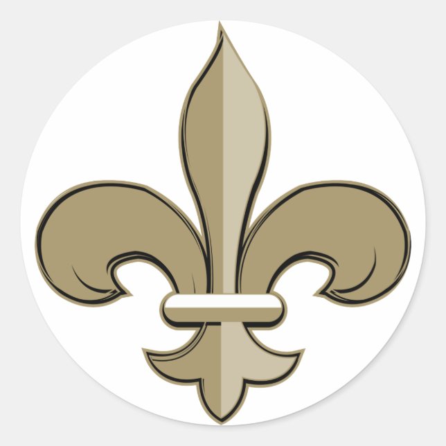 Fleur de lis - Gold and black Classic Round Sticker (Front)