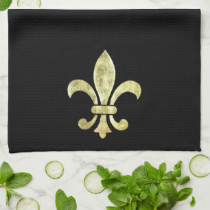 Fleur de Lis Gold Leaf Kitchen Towel