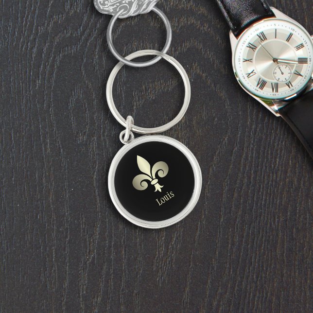 Fleur de Lis Gold Monogram Keychain (Fleur de Lis Gold Monogram Keychain)