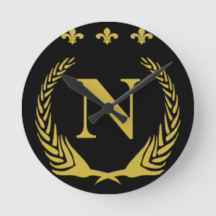 Fleur De Lis Gold Round Clock