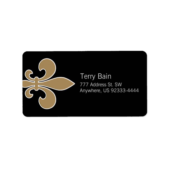 Fleur de Lis Gold with White and Black Outline Label (Front)