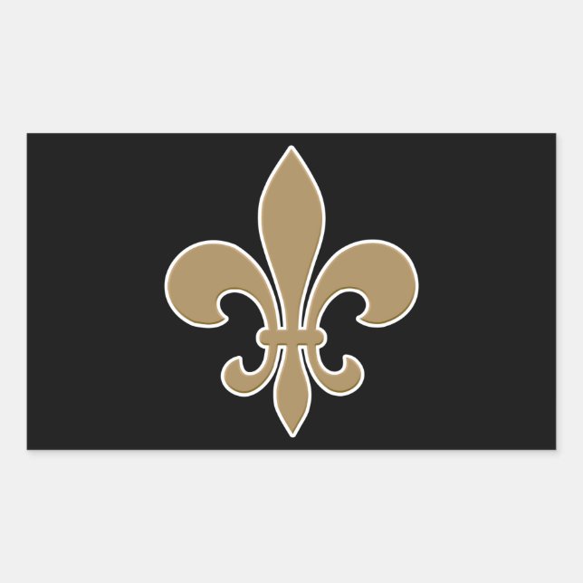 Fleur de Lis Gold with White and Black Outline Sticker (Front)