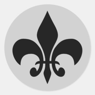 Fleur de lis Grey Round Sticker