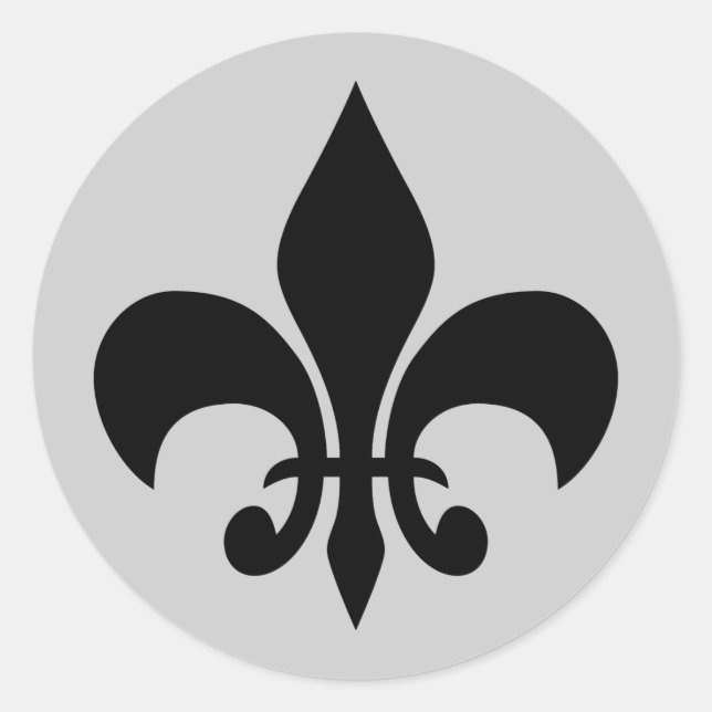 Fleur de lis Grey Round Sticker (Front)