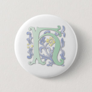 Fleur-de-lis H Monogram 2 Inch Round Button