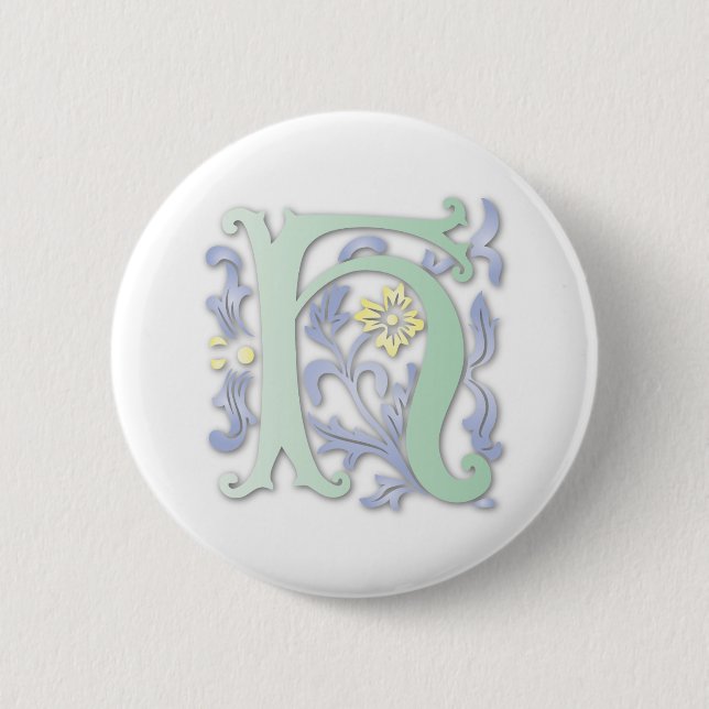 Fleur-de-lis H Monogram 2 Inch Round Button (Front)