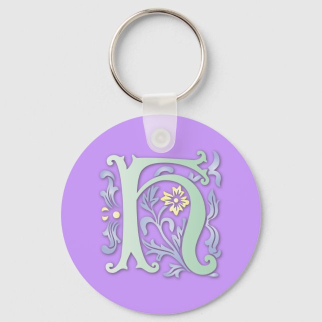 Fleur-de-lis H Monogram Keychain (Front)