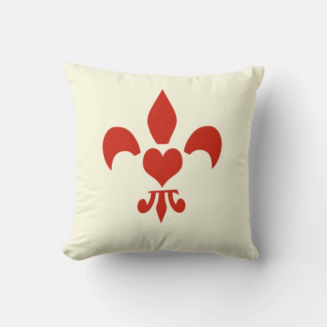 Fleur de Lis Heart Throw Pillow (Front)