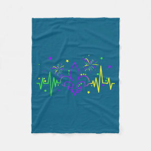 Fleur De Lis Heartbeat Nurse Mardi Gras Carnival M Fleece Blanket