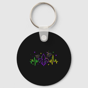 Fleur De Lis Heartbeat Nurse Mardi Gras Carnival M Keychain