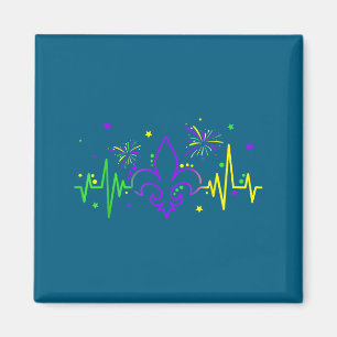 Fleur De Lis Heartbeat Nurse Mardi Gras Carnival M Magnet
