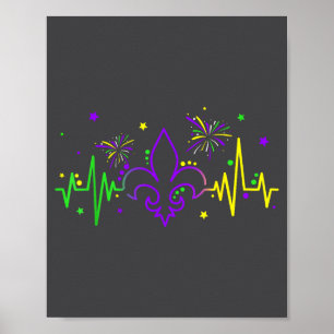 Fleur De Lis Heartbeat Nurse Mardi Gras Carnival M Poster