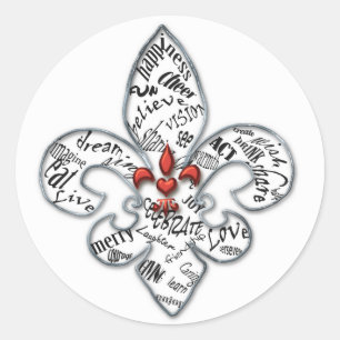 Fleur de Lis Heartfelt Expressions Classic Round Sticker