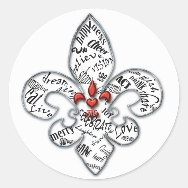 Fleur de Lis Heartfelt Expressions Classic Round Sticker (Front)