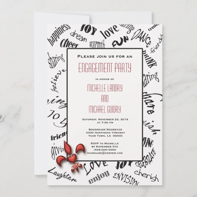Fleur de lis Heartfelt Expressions Party Invitation (Front)